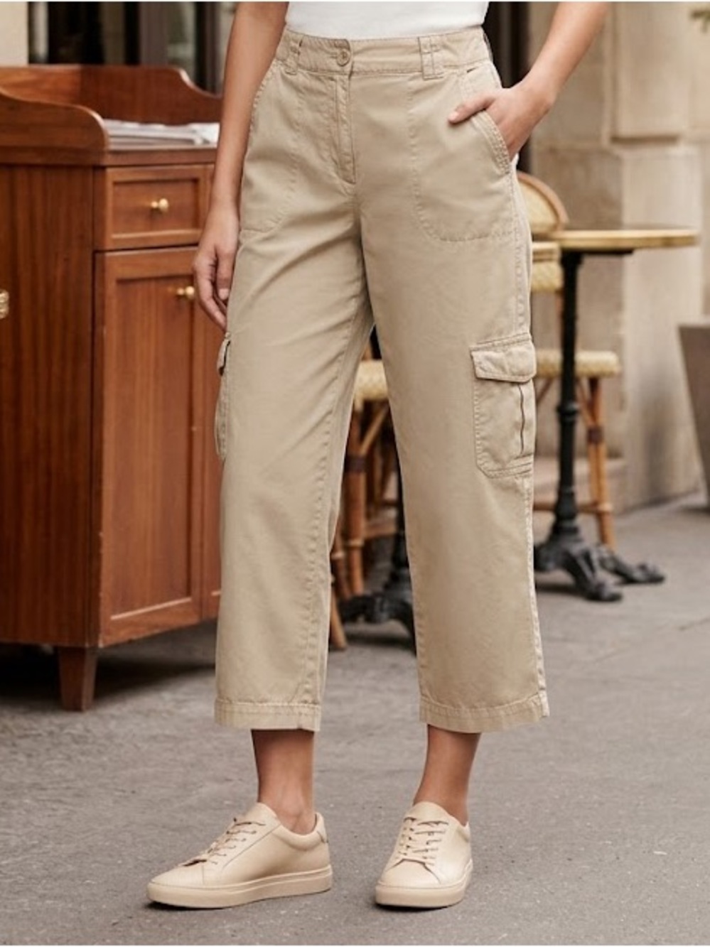 Sandro Utility Capri Pants- Khaki
